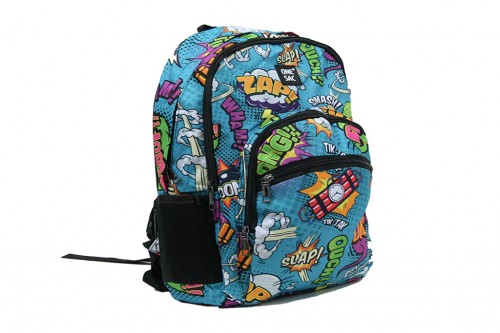 comic green backpack