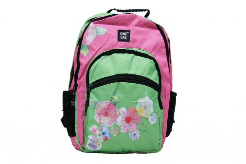 Grüner und rosa Blumenrucksack