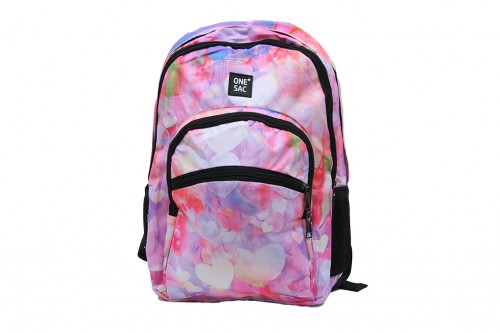 Rucksack mit rosa Herzen