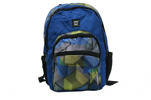 Checkered blue backpack