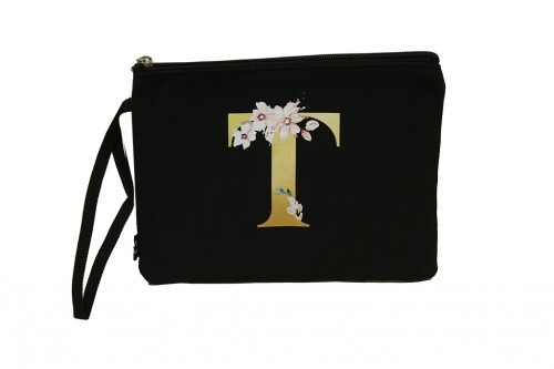 Bolso de mano letra t negro - regalos de boda