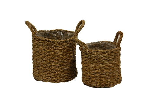 Natural jute basket with handle