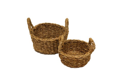 Canastos yute natural redondos con asas s/2