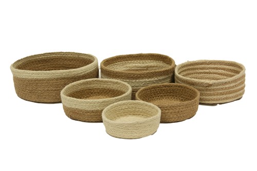 Jute baskets two colors s/6
