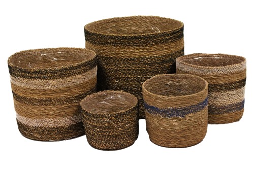 Jute flower pot decoration s/5