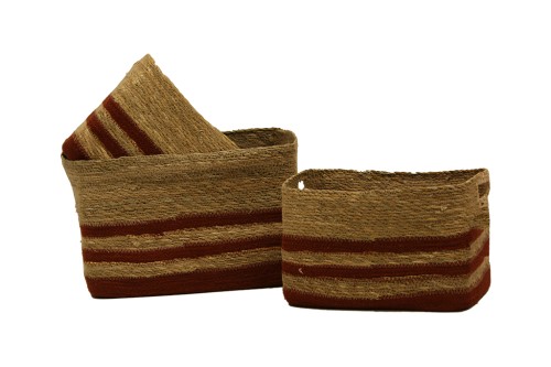 Cesta cuadrada para almacenamiento bicolor s/3