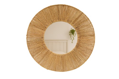 Round Mirror with Jute Frame
