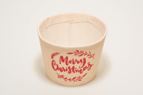 Macetero blanco jute merry christmas