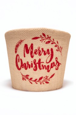 Macetero blanco jute merry christmas