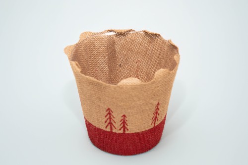 Macetero natural jute árboles rojos