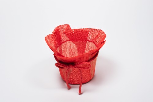 Macetero jute rojo lazo