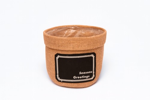 Macetero jute natural estampado negro