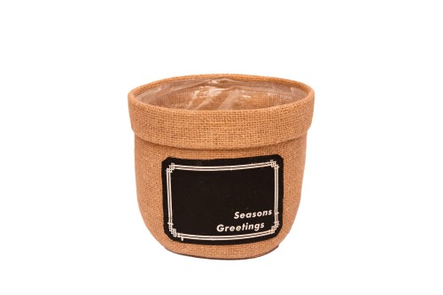 Macetero jute natural estampado negro