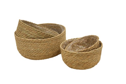 Set of 4 natural Seagrass planters
