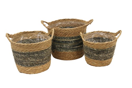 Maceteros seagrass gris con asa s/3