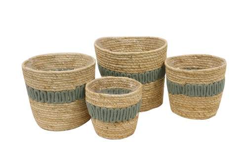 Maceteros seagrass decoracion azul-verdoso s/4