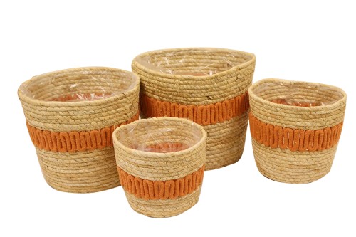 Maceteros seagrass decoracion naranja s/3