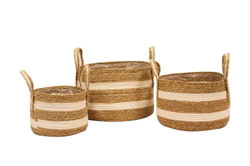 Maceteros seagrass franjas blancas con asa s/3
