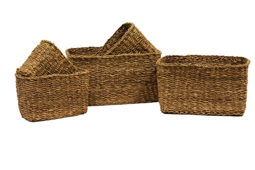 Paniers rectangulaires en seagrass naturel S/5