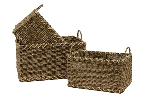 Cestas rectangulares seagrass con asa