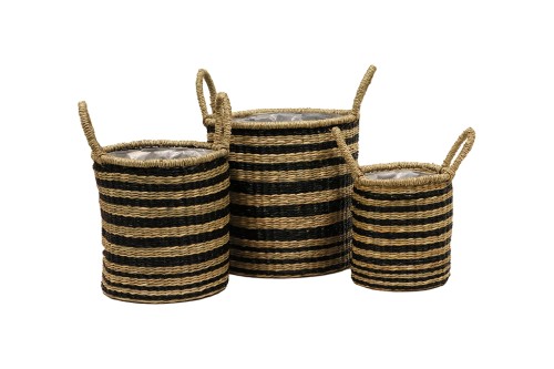 Maceteros redondos rayas seagrass s/3