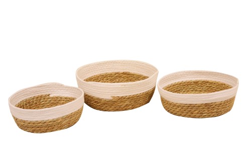 Cesto seagrass natural y blanco s/3