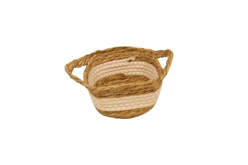 Cesto seagrass con asa natural y blanco