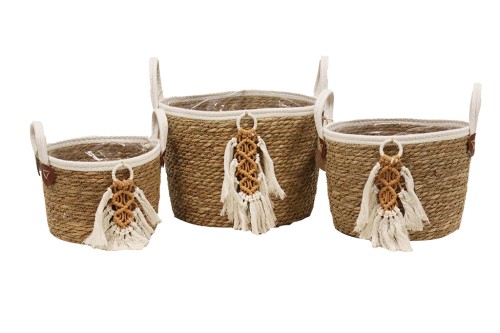 Cestos de seagrass redondo hoja