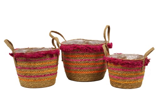 Macetero seagrass de colores con asas s/3