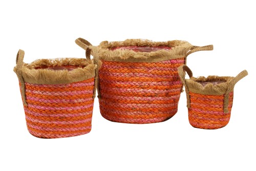 Macetero seagrass rosa pastel s/3