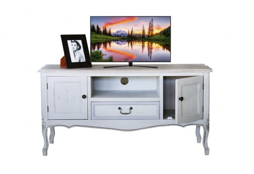 White tv light wood cabinet