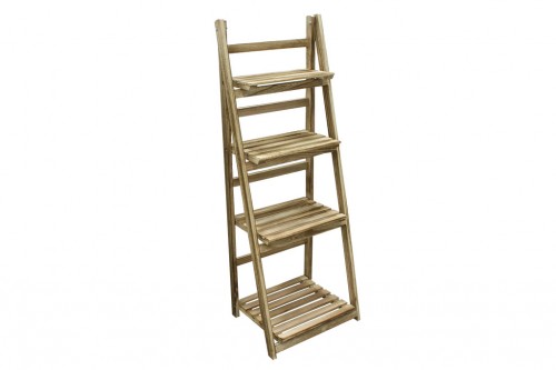 Folding natural wood shelf - 4 shelves