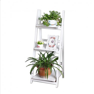 Folding white wooden shelf - 3 shelves