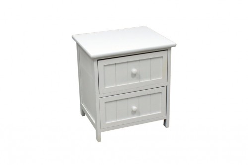 White vertical chest of drawers w/ braces - 2 drawers