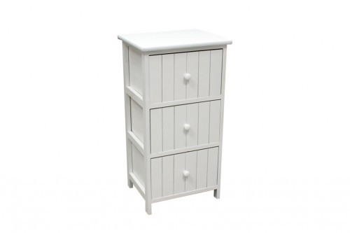 White vertical chest of drawers w/ braces - 3 drawers