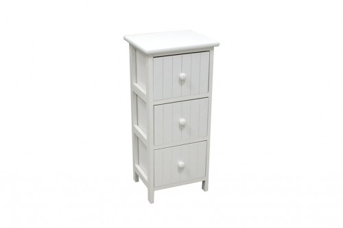 Narrow white vertical chest of drawers - 3 drawers