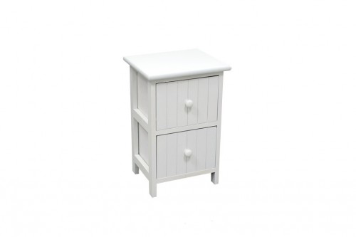 Narrow white vertical chest of drawers - 2 drawers