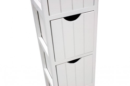 Narrow white vertical chest of drawers - 4 drawers