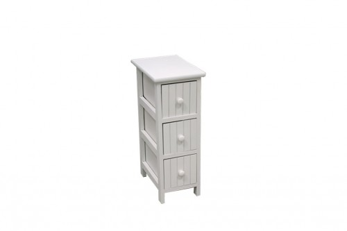 Narrow white vertical chest of drawers - 3 drawers