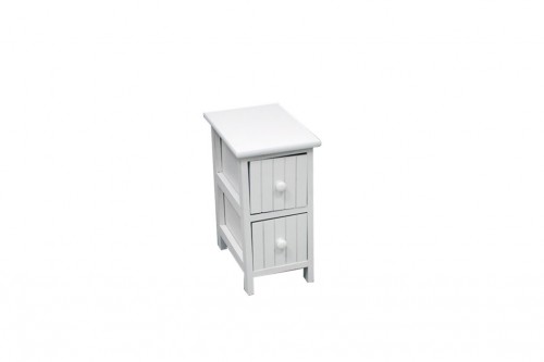 Narrow white vertical chest of drawers - 2 drawers