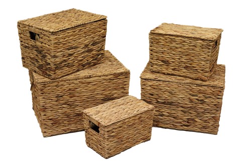 Basket with natural hyacinth water handles s/4
