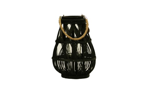Farolillo bamboo negro pequeño c/ cuerda