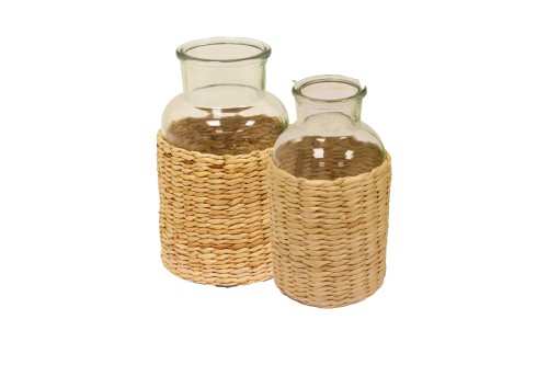 Twisted glass vase s/2