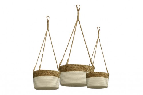 Cesta colgante seagrass blanco