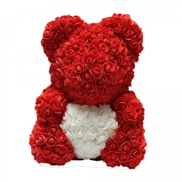 Bear deco flowers w/heart