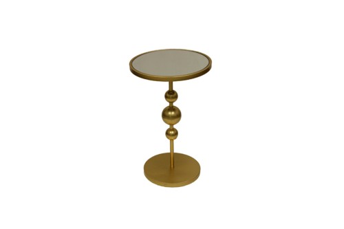 Mesa auxiliar dorada con espejo