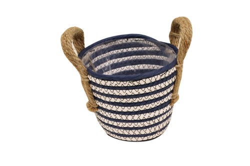 Cesto seagrass azul y blanco