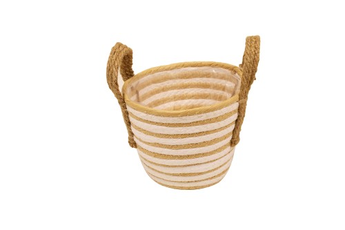 Cesto seagrass blanco y beige