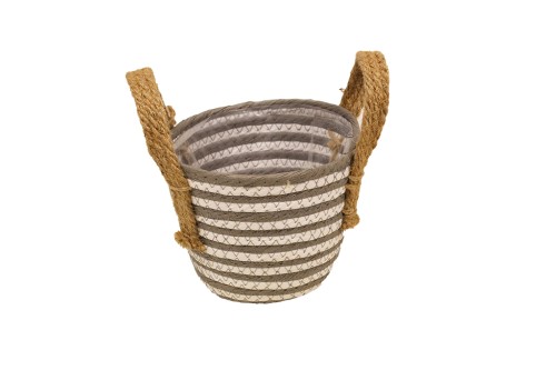 Cesto seagrass gris y blanco