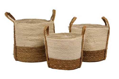 Cesto seagrass natural y blanco